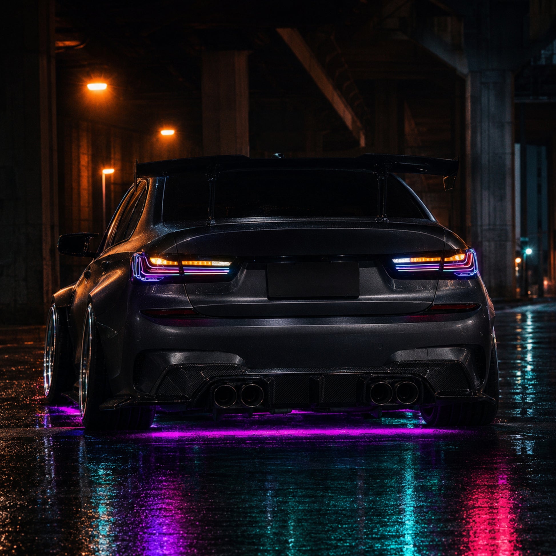 2019-2025 BMW 3 Series G20/G28/G80 M3 Sequential LED Tail Lights — smoke red RGB night rear signature15 - T-3G20-SRGB