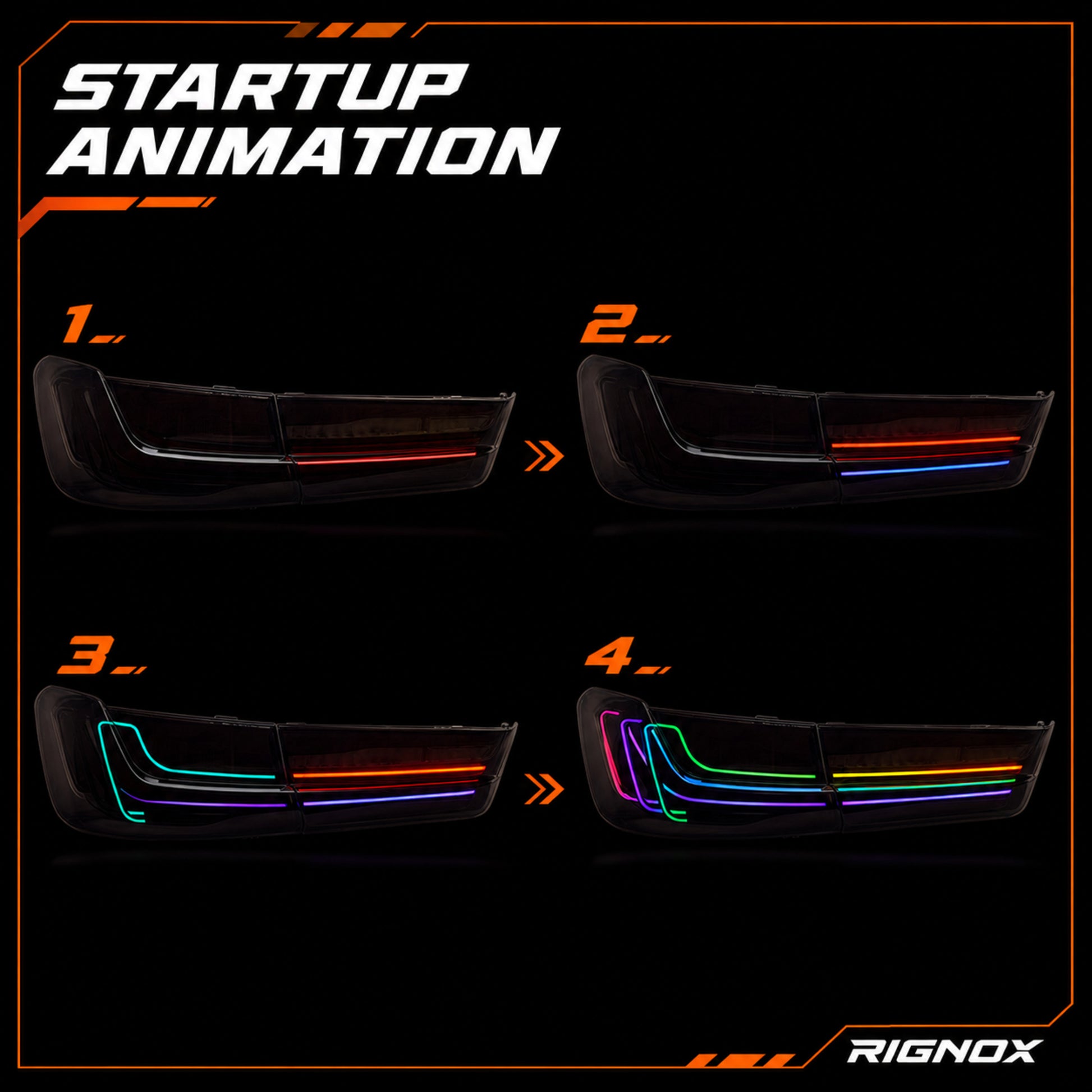 2019-2025 BMW 3 Series G20/G28/G80 M3 Sequential LED Tail Lights — smoke red RGB startup animation13 - T-3G20-SRGB