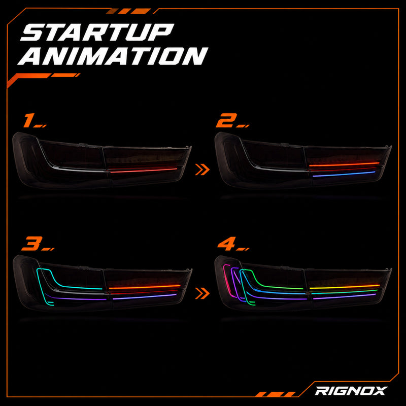 2019-2025 BMW 3 Series G20/G28/G80 M3 Sequential LED Tail Lights — smoke red RGB startup animation13 - T-3G20-SRGB