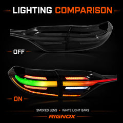 2020-2026 Toyota Corolla Sedan Sequential LED Tail Lights Assembly Full-Width Bar — lit and unlit — T-COR20-RGB