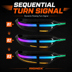 2020-2026 Toyota Corolla Sedan Sequential LED Tail Lights Assembly Full-Width Bar — sequential turn signal — T-COR20-RGB