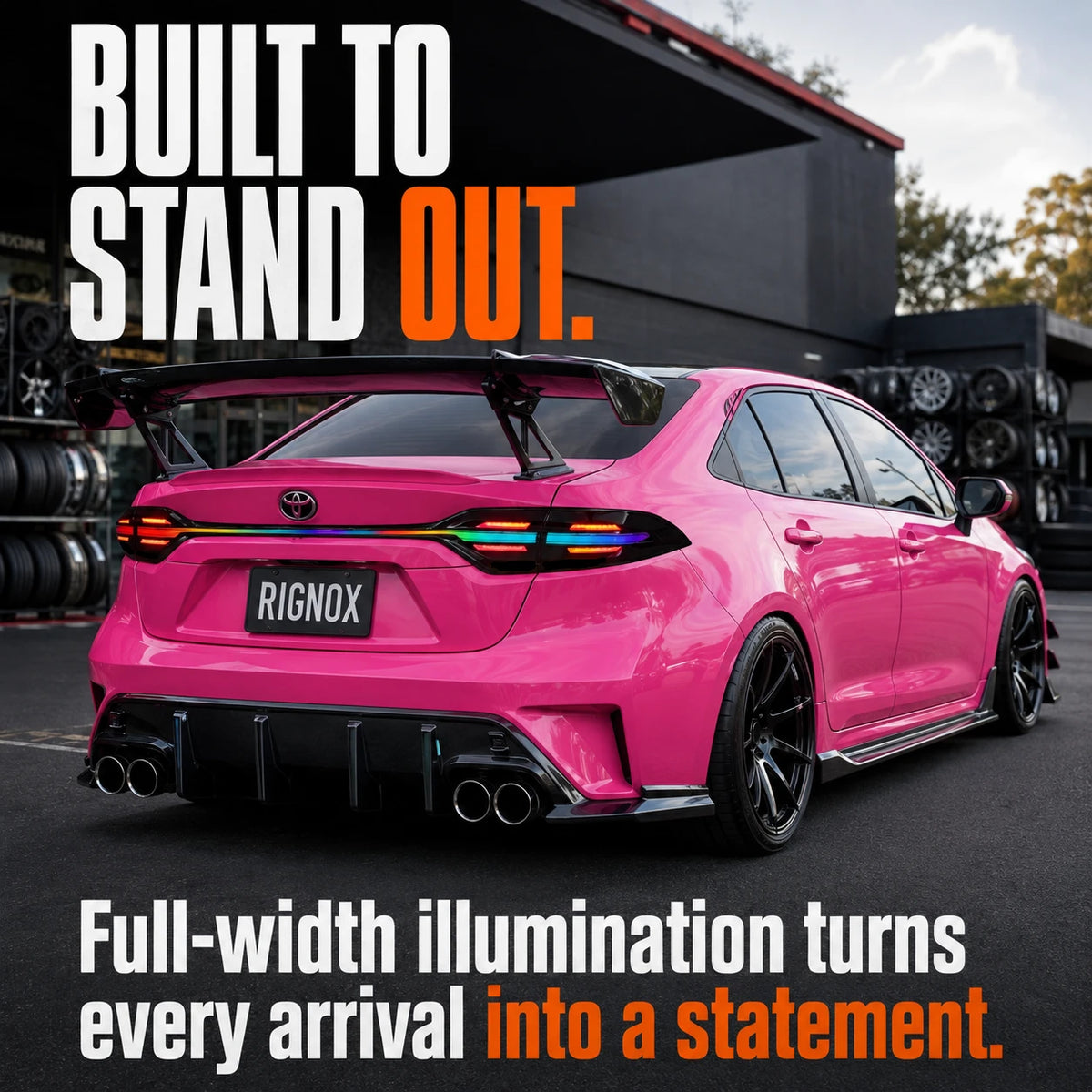 2020-2026 Toyota Corolla Sedan Sequential LED Tail Lights Assembly Full-Width Bar — tuner shop full car — T-COR20-RGB