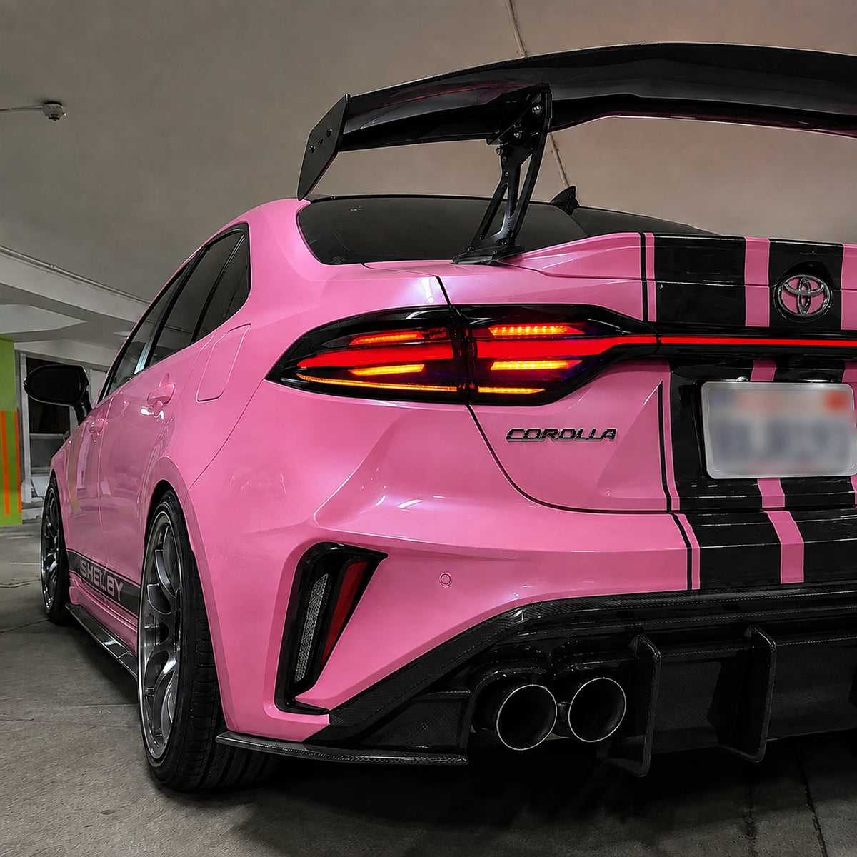2020-2026 Toyota Corolla Sedan Sequential LED Tail Lights Assembly Full-Width Bar — parking lot look — T-COR20-SRT