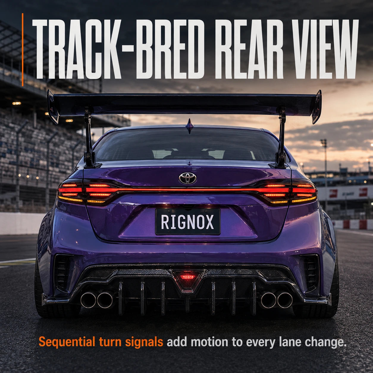 2020-2026 Toyota Corolla Sedan Sequential LED Tail Lights Assembly Full-Width Bar — racetrack — T-COR20-SRT
