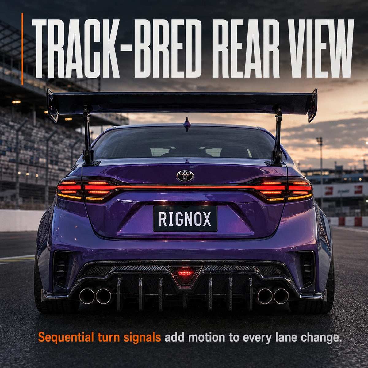 2020-2026 Toyota Corolla Sedan Sequential LED Tail Lights Assembly Full-Width Bar — racetrack — T-COR20-SRT