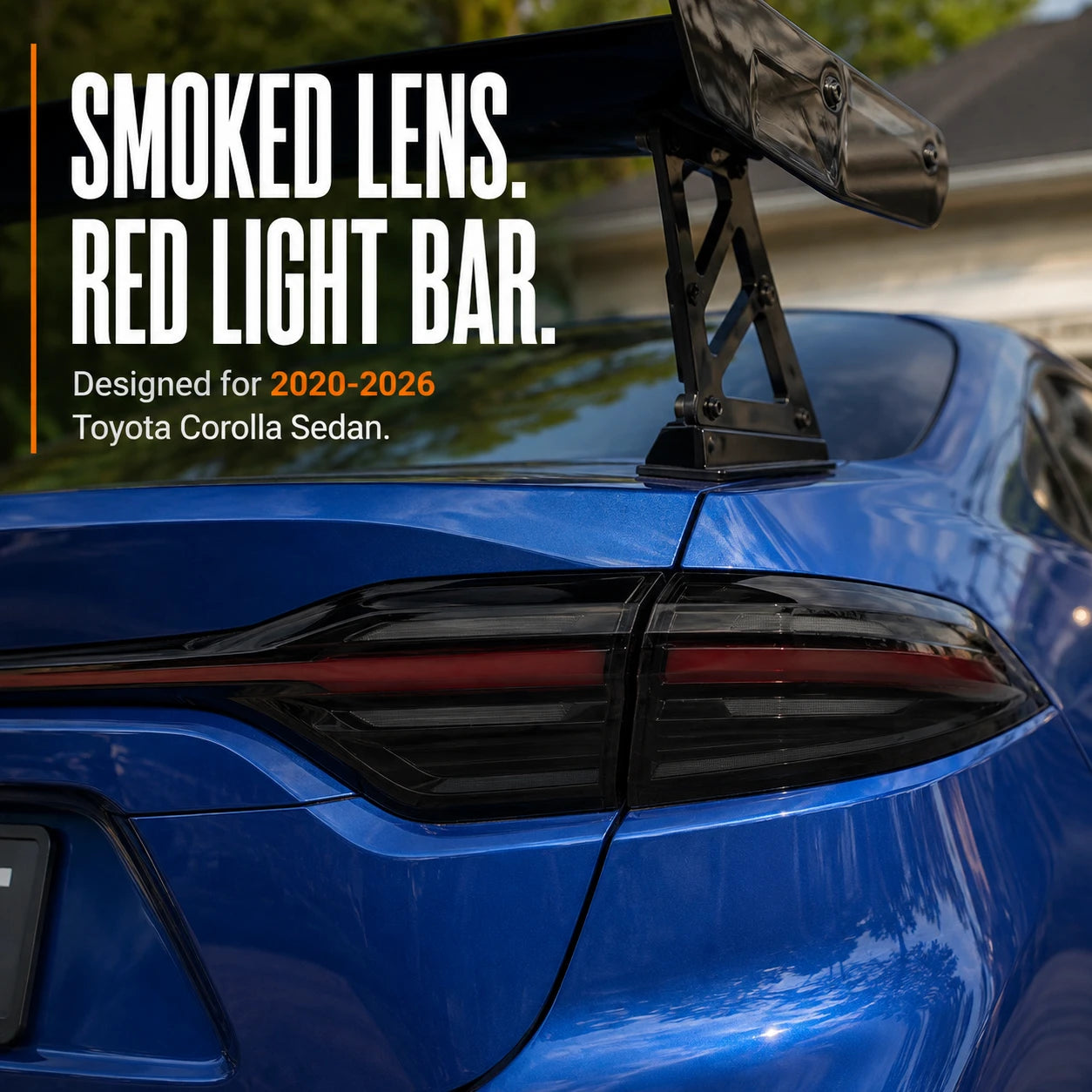 2020-2026 Toyota Corolla Sedan Sequential LED Tail Lights Assembly Full-Width Bar — red light bar details — T-COR20-SRT