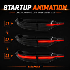 2020-2026 Toyota Corolla Sedan Sequential LED Tail Lights Assembly Full-Width Bar — start-up animation — T-COR20-SRT