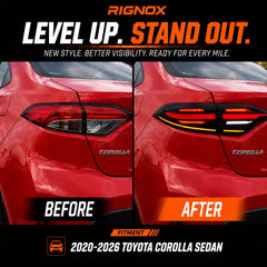 2020-2026 Toyota Corolla Sedan Sequential LED Tail Lights Assembly Full-Width Bar — level-up — T-COR20-SWT
