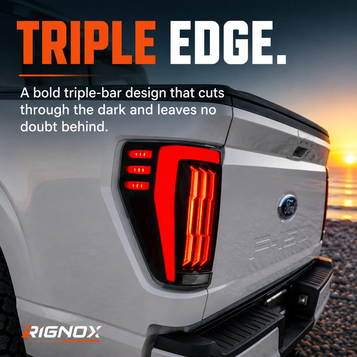 2021-2023 Ford F-150 LED Tail Lights Assembly — triple edge style — T-F150-21-TEXL