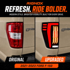 2021-2023 Ford F-150 LED Tail Lights Assembly — upgrade comparison — T-F150-21-TEXL