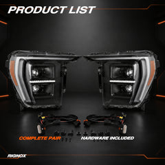 2021-2023 Ford F-150 LED Dual Projector Headlights with White and Amber DRL — clear white ledprojector product list16 H-F150-21-HAL H-F150-21-LED