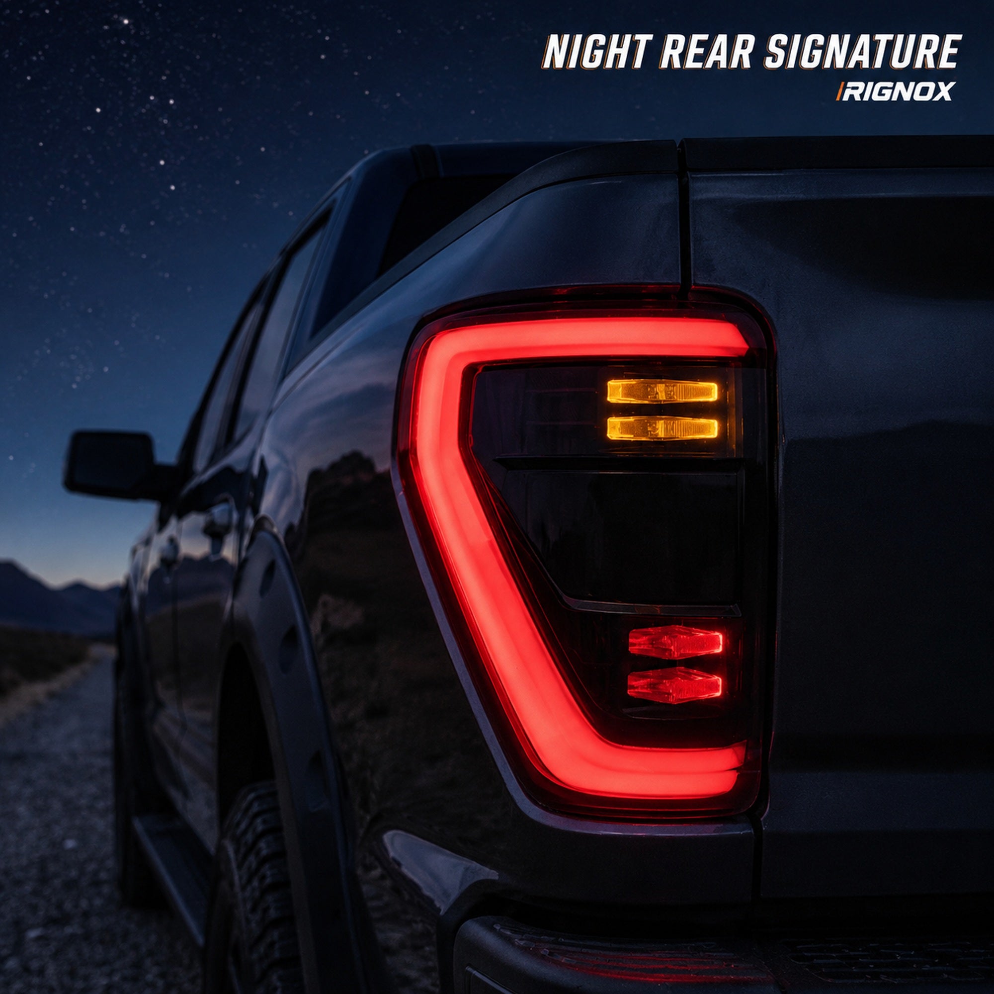 2021-2023 Ford F-150 LED Tail Lights Assembly — smoked red LED supplement night signature H-F150-21-HAL H-F150-21-LED