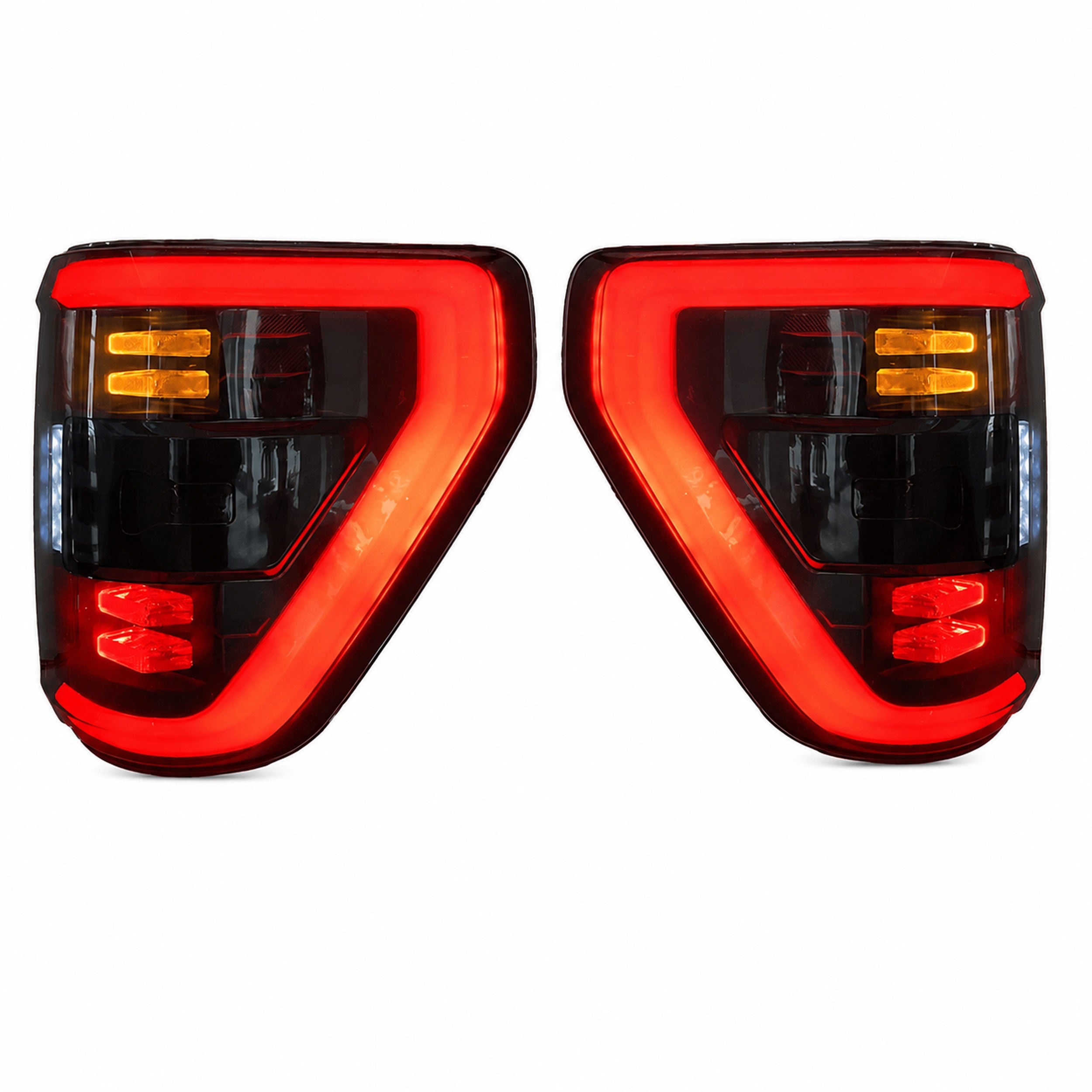 2021-2023 Ford F-150 LED Tail Lights | Smoke + Red Bar, Trim-Specific Fitment