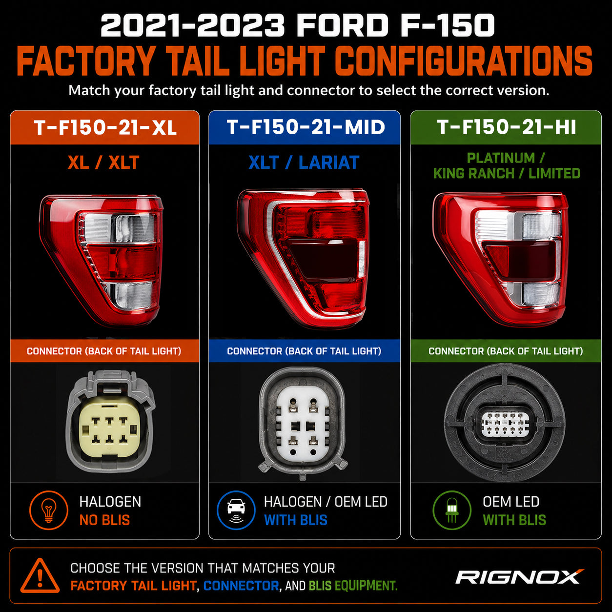 2021-2023 Ford F-150 LED Tail Lights — T-F150-21-XL T-F150-21-MID T-F150-21-HI