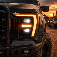 2021-2023 Ford F-150 LED Dual Projector Headlights with White and Amber DRL — LED projector scene H-F150-21-HAL H-F150-21-LED