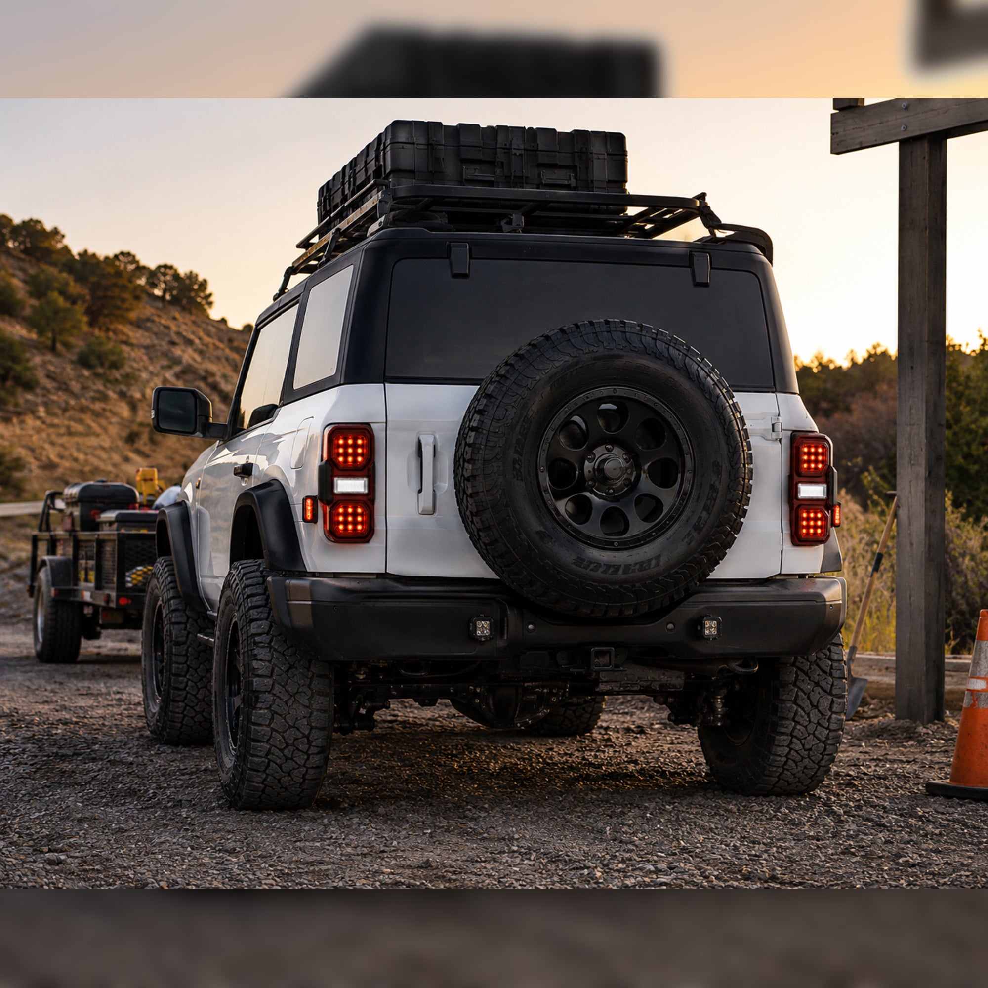 2021-2024 Ford Bronco Sequential LED Tail Lights — smoked white work truck scene