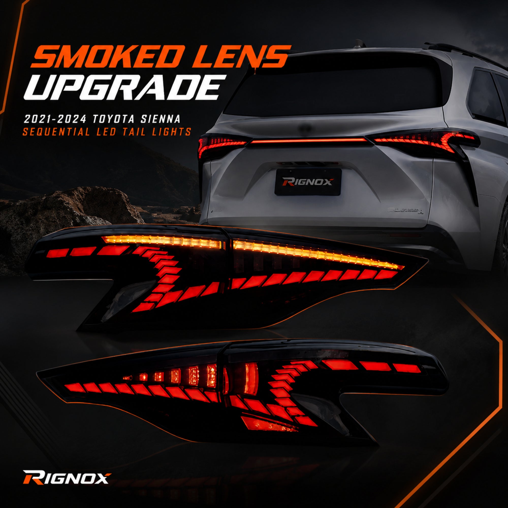 2021-2024 Toyota Sienna Sequential LED Tail Lights — smoked supplement03