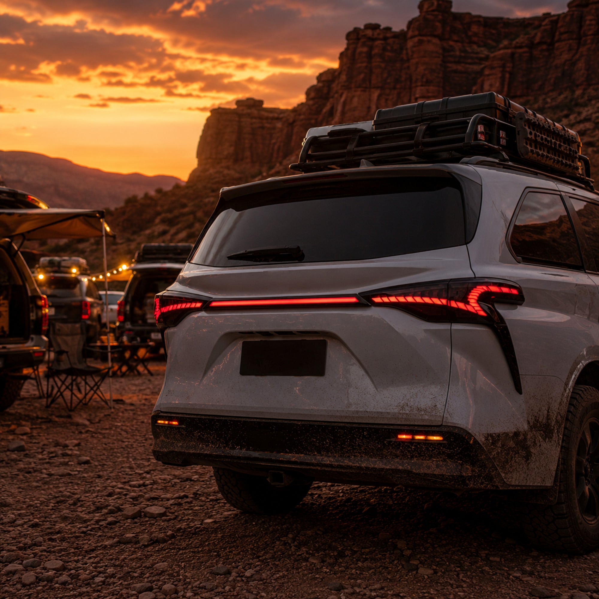 2021-2024 Toyota Sienna Sequential LED Tail Lights — smoked sequential car meet dusk