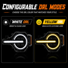 2021-2026 Ford Bronco LED Quad Projector Headlights Assembly — configurable drl modes — H-BR21-4P