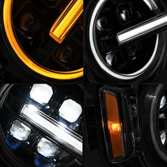 2021-2026 Ford Bronco LED Quad Projector Headlights Assembly — details close-up — H-BR21-4P