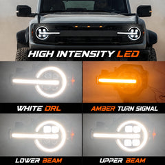 2021-2026 Ford Bronco LED Quad Projector Headlights Assembly — lighting functions — H-BR21-4P
