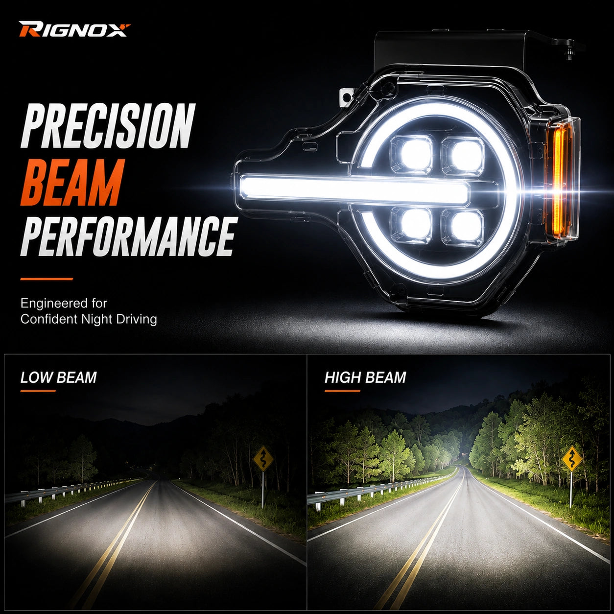 2021-2026 Ford Bronco LED Quad Projector Headlights Assembly — precision beam performance — H-BR21-4P