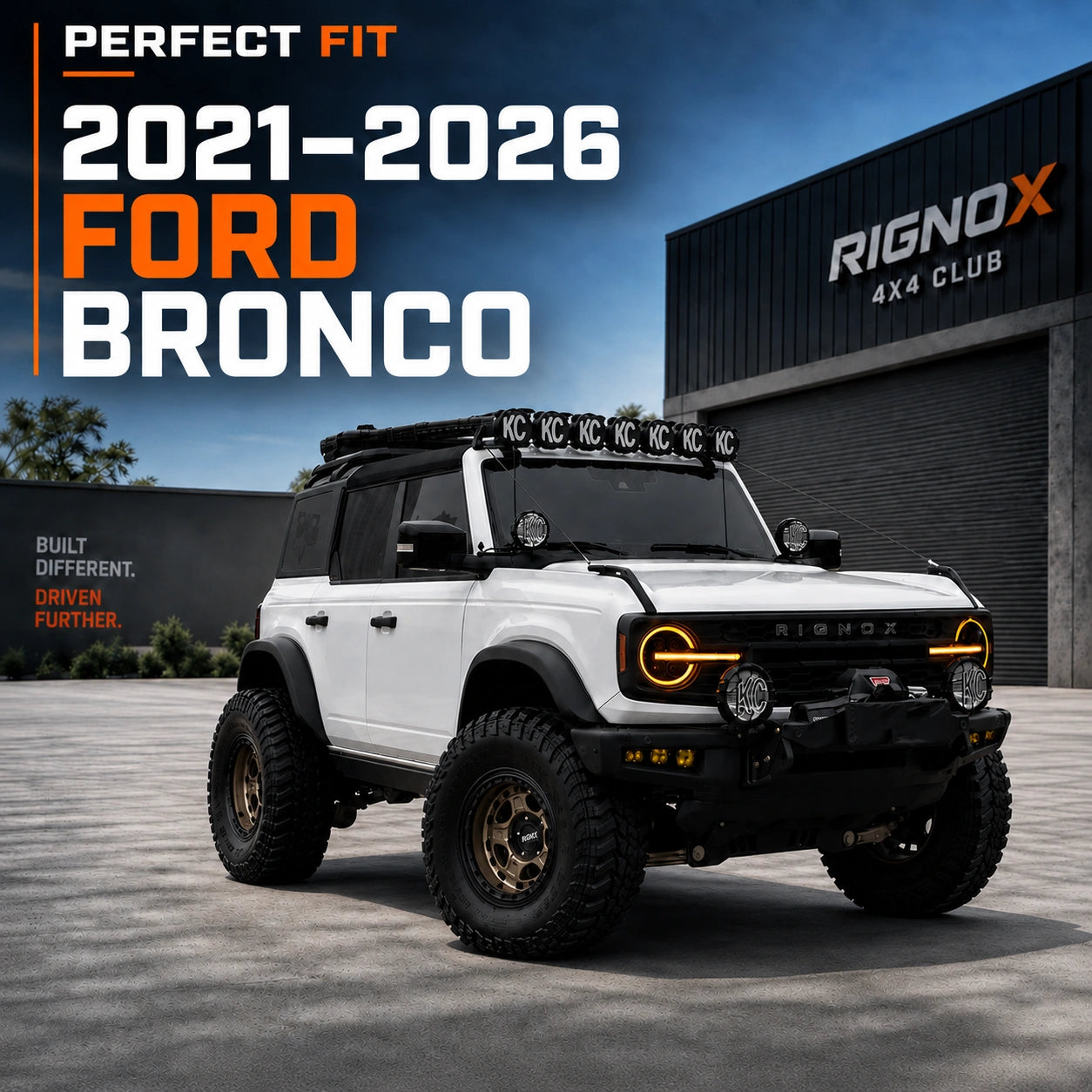 2021-2026 Ford Bronco LED Quad Projector Headlights Assembly — front garage parking — H-BR21-4P
