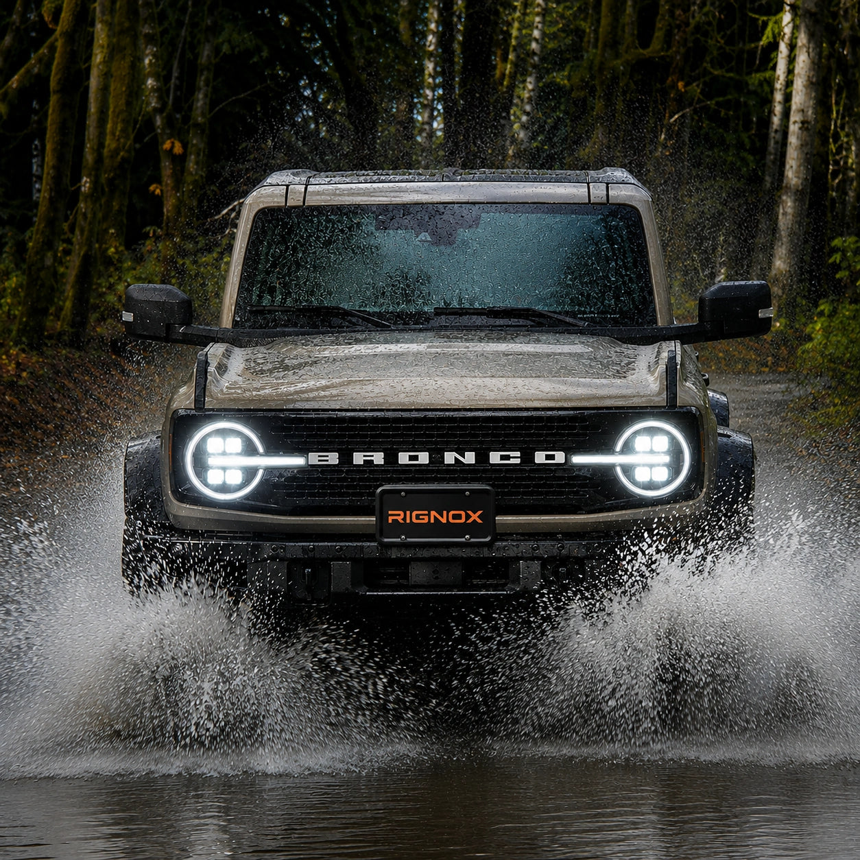 2021-2026 Ford Bronco LED Quad Projector Headlights Assembly — show in the wild — H-BR21-4P