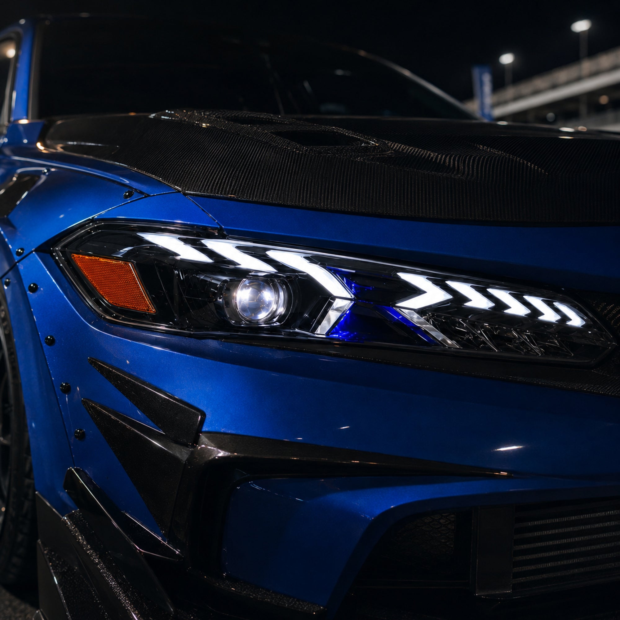 2022-2026 Honda Civic 11th Gen LED Projector Headlights — LED projector blue closeup - H-CIV11-A