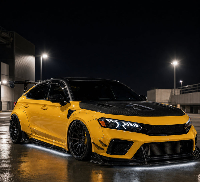 2022-2026 Honda Civic 11th Gen LED Projector Headlights — LED projector yellow side low wing - H-CIV11-A