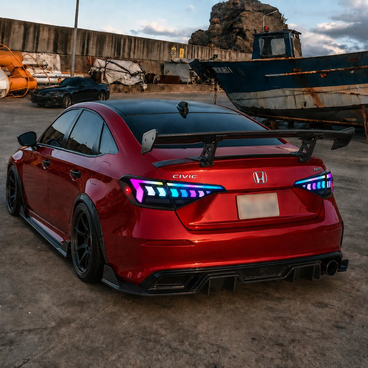 2022-2026 Honda Civic 11th Gen Sedan Sequential LED Tail Lights — aggressive rear end — T-CIV11-AR-SRGB