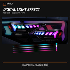 2022-2026 Honda Civic 11th Gen Sedan Sequential LED Tail Lights — smoked RGB digital effect11 - T-CIV11-AR-SRGB