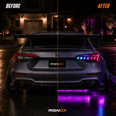 2022-2026 Honda Civic 11th Gen Sedan Sequential LED Tail Lights — smoked RGB compare - T-CIV11-AR-SRGB