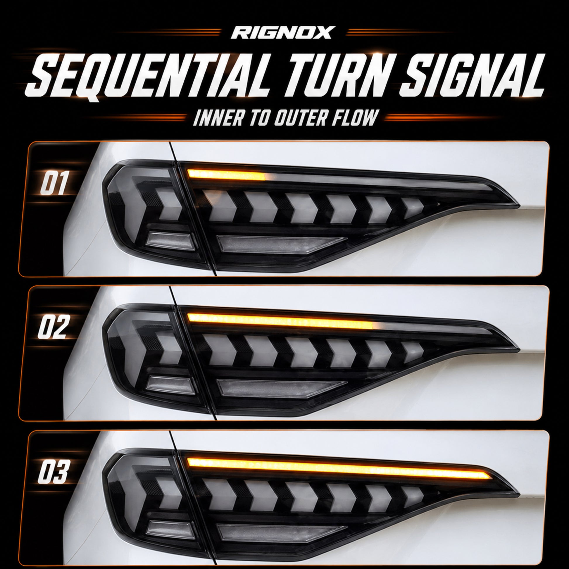 2022-2026 Honda Civic 11th Gen Sedan Sequential LED Tail Lights — smoked white arrow sequential signal11 - T-CIV11-AR-SW