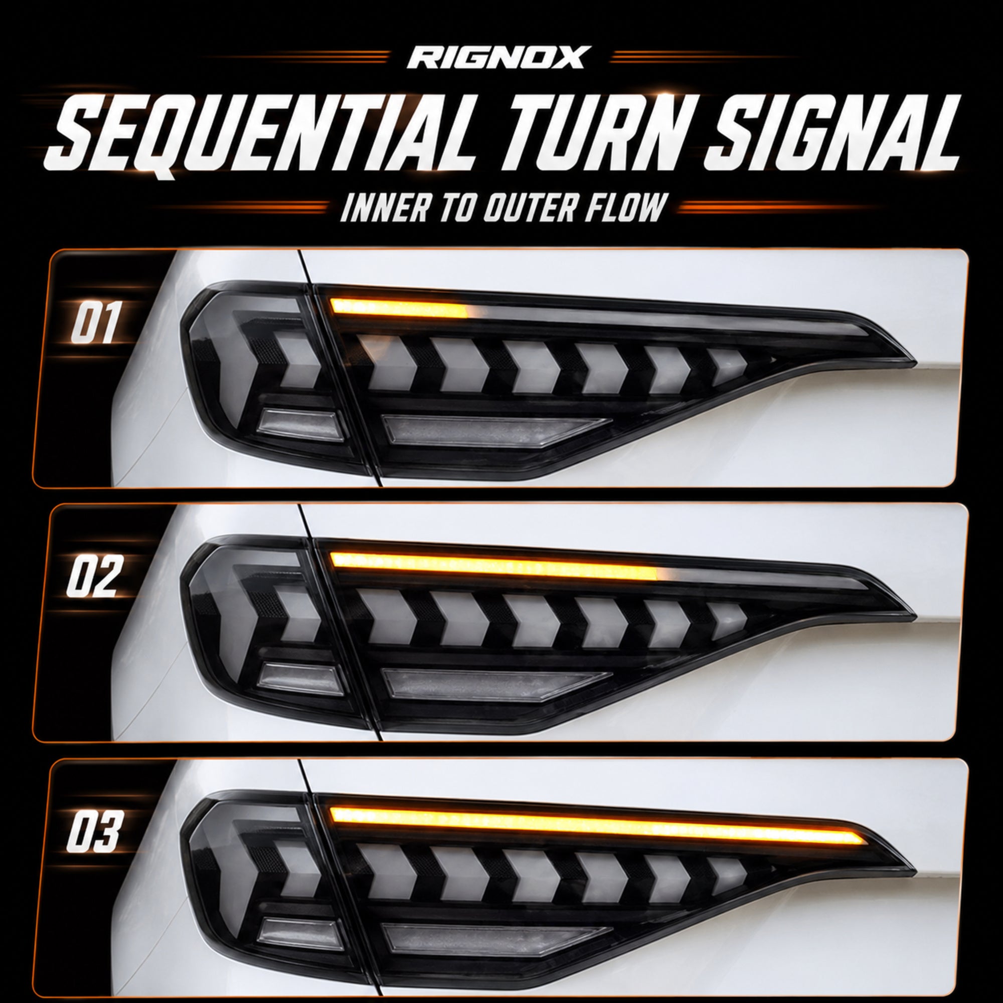2022-2026 Honda Civic 11th Gen Sedan Sequential LED Tail Lights — smoked white arrow sequential signal11 - T-CIV11-AR-SW