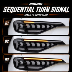 2022-2026 Honda Civic 11th Gen Sedan Sequential LED Tail Lights — smoked white arrow sequential signal11 - T-CIV11-AR-SW