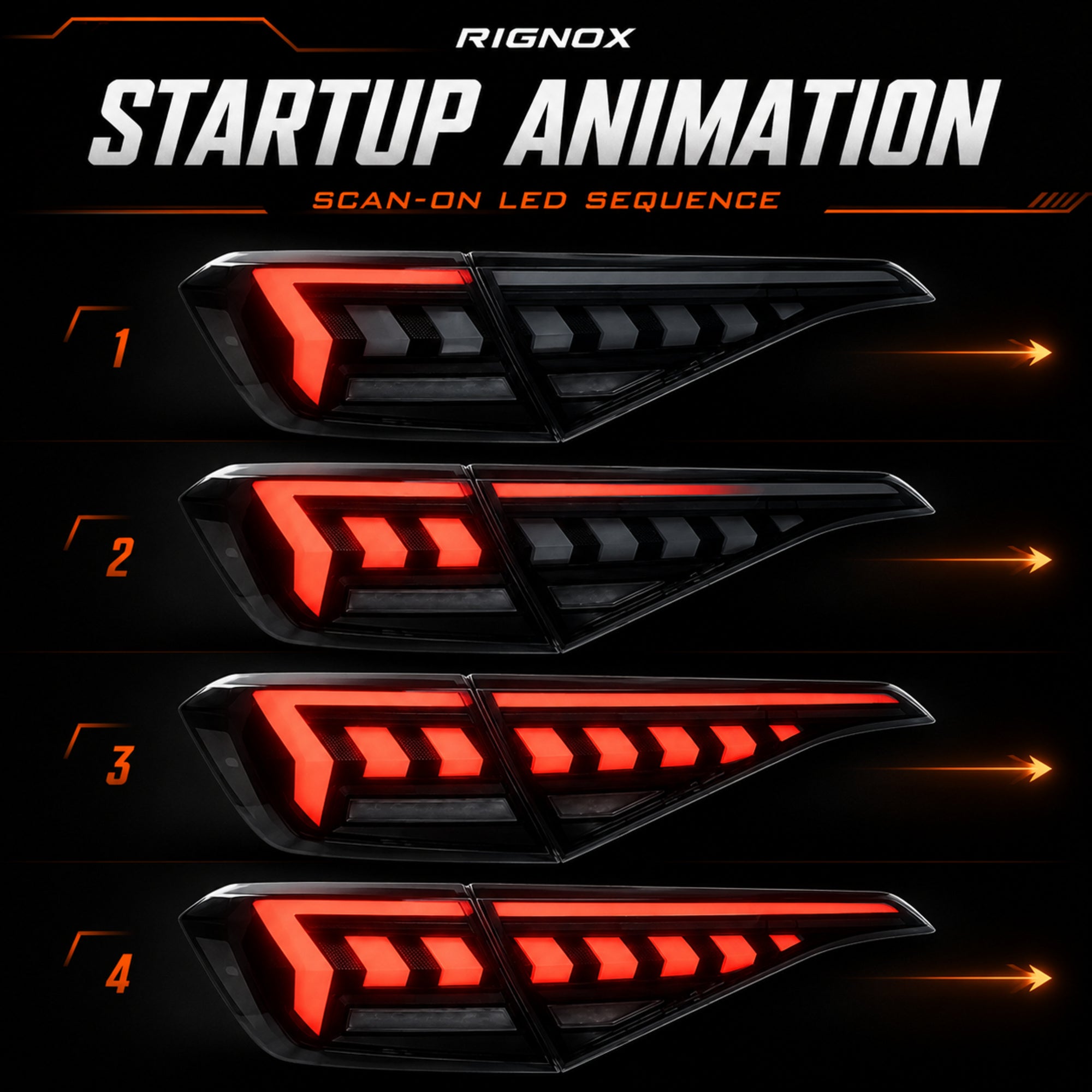 2022-2026 Honda Civic 11th Gen Sedan Sequential LED Tail Lights — smoked white arrow startup animation12 - T-CIV11-AR-SW