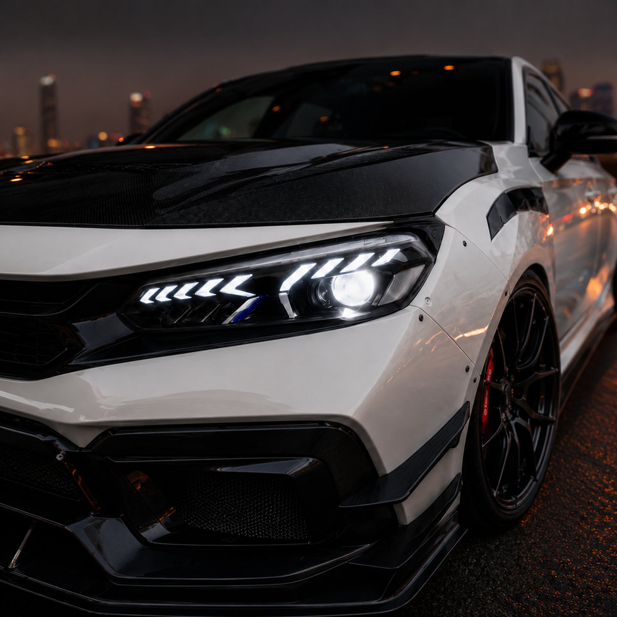 2022-2026 Honda Civic 11th Gen LED Projector Headlights — clear scene02 - H-CIV11-CW