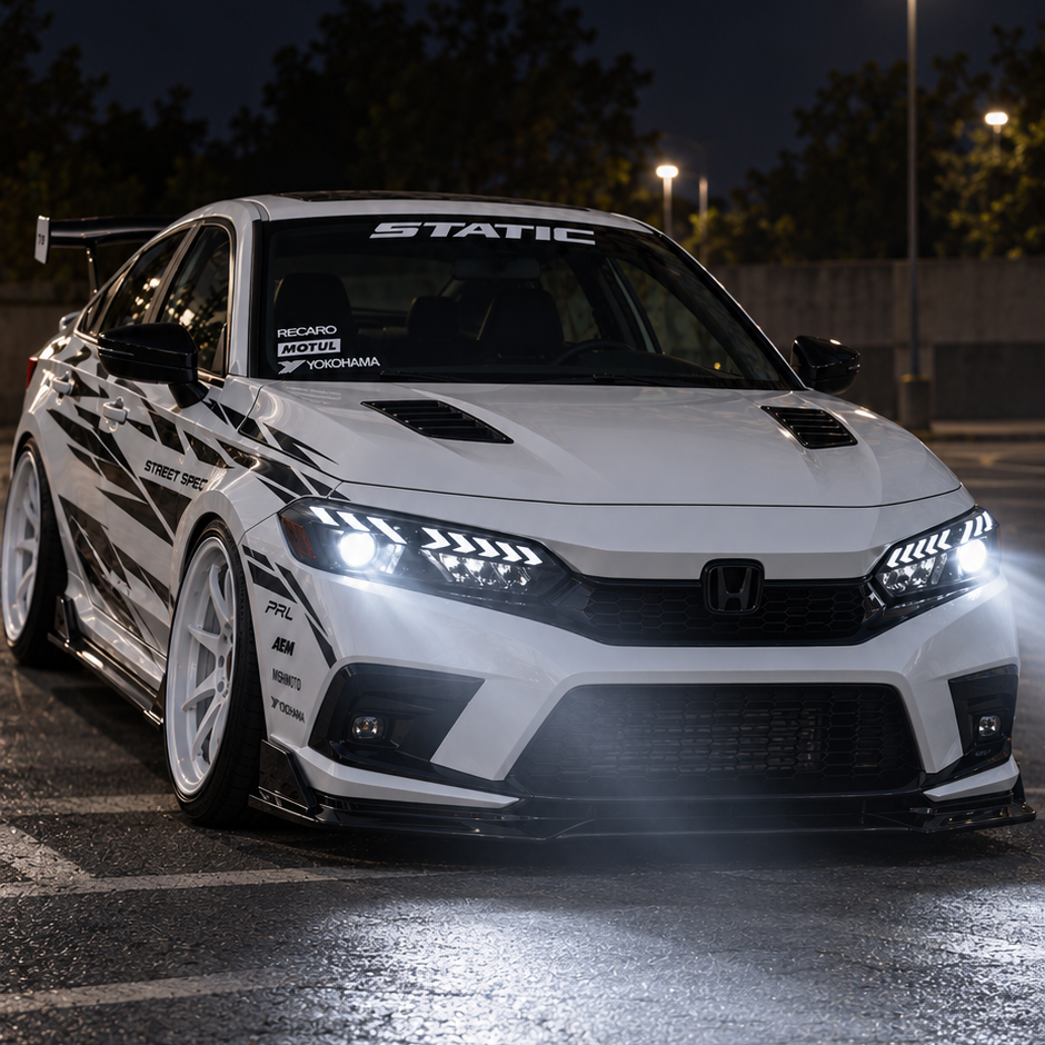 2022-2026 Honda Civic 11th Gen LED Projector Headlights — lights-on — H-CIV11-A