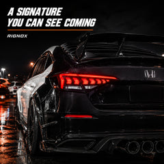 2022-2026 Honda Civic 11th Gen Sedan Sequential LED Tail Lights — lighting signature — T-CIV11-AR-SW
