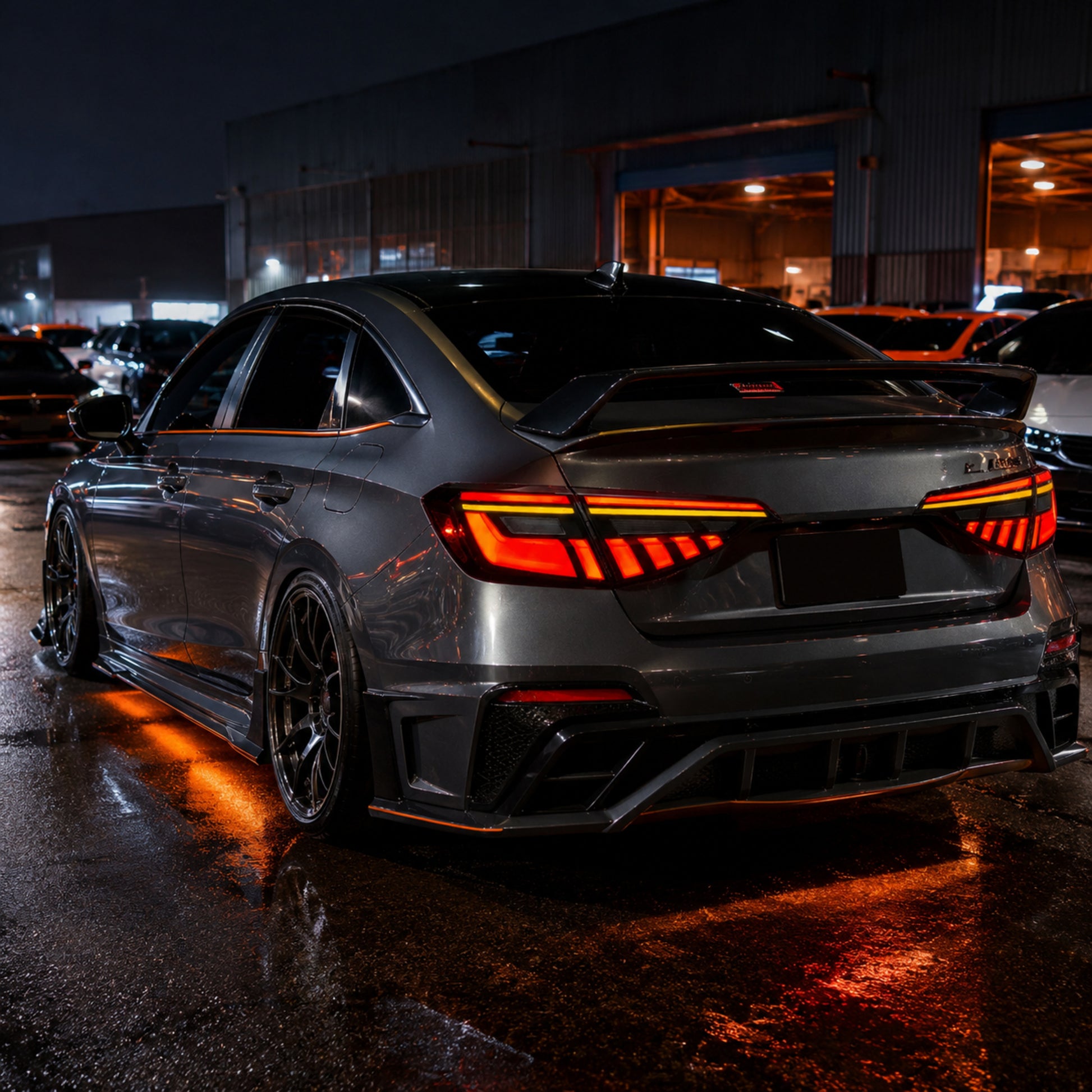 2022-2026 Honda Civic 11th Gen Sedan Sequential LED Tail Lights — smoked sequential LED car meet rear45 02 6b47b5a1 6d48 - T-CIV11-BL-SW