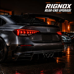 2022-2026 Honda Civic 11th Gen Sedan Sequential LED Tail Lights — car meet rear three-quarter — T-CIV11-AR-SR