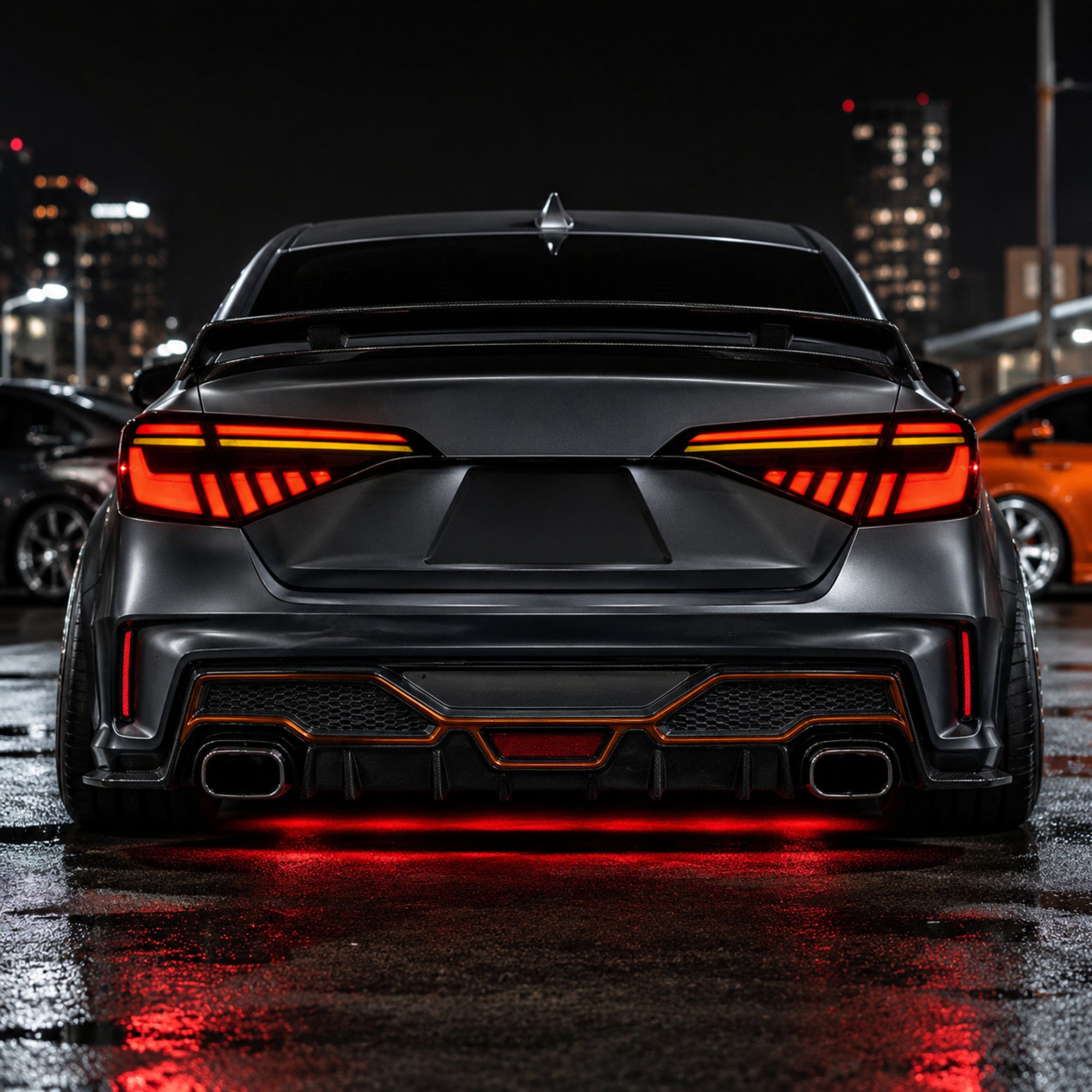 2022-2026 Honda Civic 11th Gen Sedan Sequential LED Tail Lights — smoked sequential LED car meet rear view 01 71326c5d 2a84 - T-CIV11-BL-SW