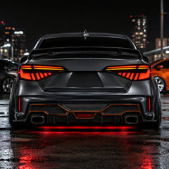 2022-2026 Honda Civic 11th Gen Sedan Sequential LED Tail Lights — smoked sequential LED car meet rear view 01 71326c5d 2a84 - T-CIV11-BL-SW