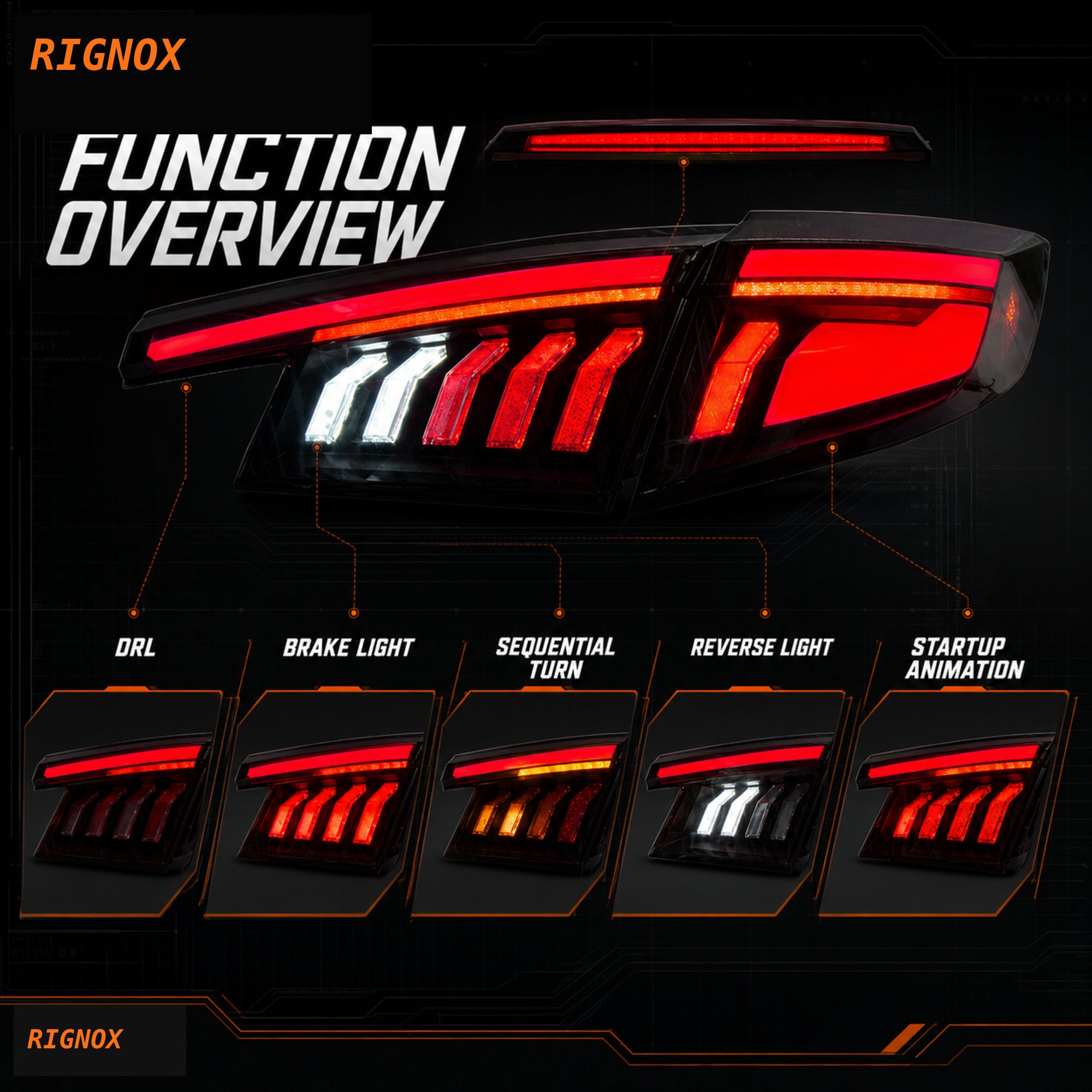 2022-2026 Honda Civic Hatchback LED Tail Lights | Smoke Red / White, Sequential-31