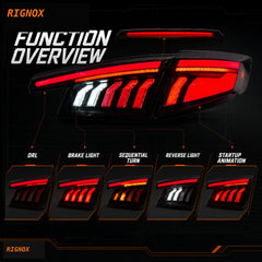 2022-2026 Honda Civic Hatchback LED Tail Lights | Smoke Red / White, Sequential-31