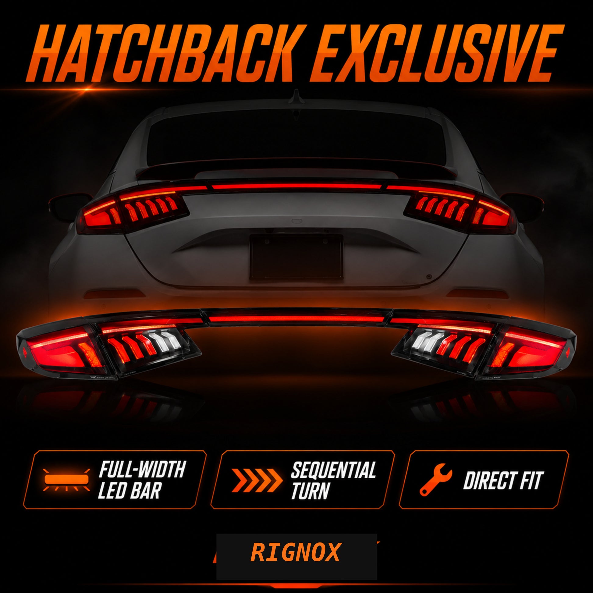 2022-2026 Honda Civic Hatchback LED Tail Lights | Smoke Red / White, Sequential-29