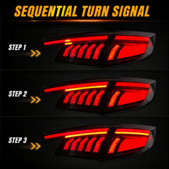 2022-2026 Honda Civic Hatchback LED Tail Lights | Smoke Red / White, Sequential-30