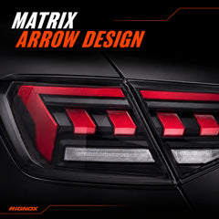 2022-2026 Honda Civic 11th Gen Sedan Sequential LED Tail Lights — smoked red arrow detail - T-CIV11-AR-SR