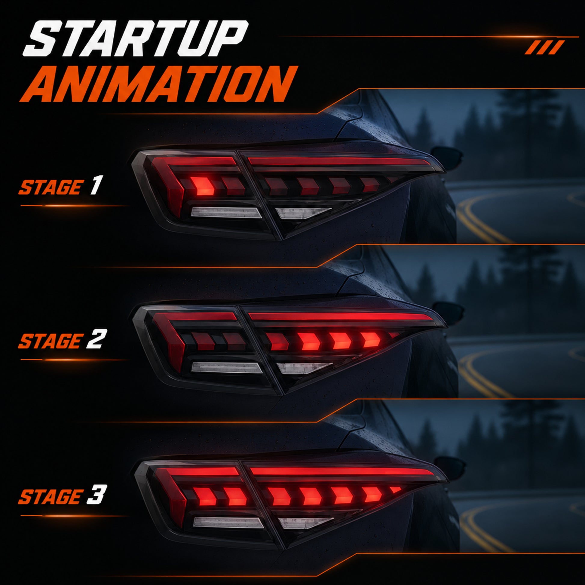 2022-2026 Honda Civic 11th Gen Sedan Sequential LED Tail Lights — smoked red arrow function - T-CIV11-AR-SR